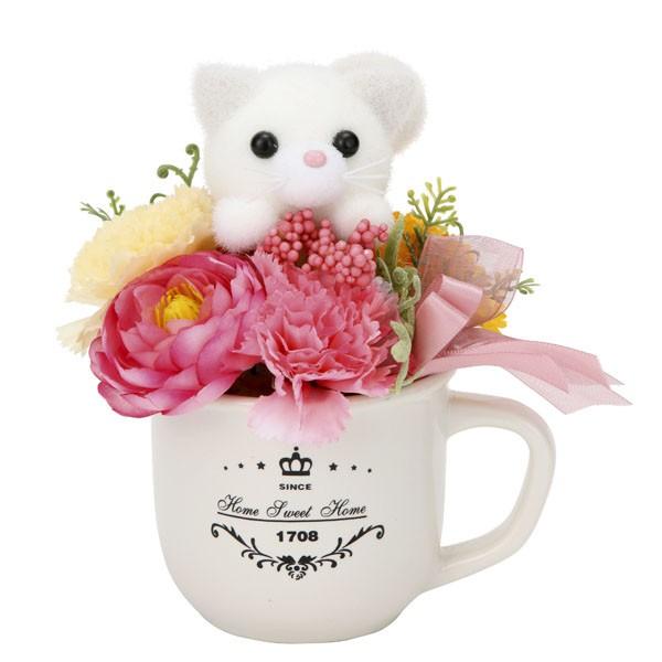 母の日 花 ギフト アートフラワー 光触媒 造花 かわいい　プリティキャット