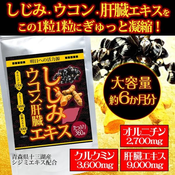 しじみ ウコン 肝臓エキス 360粒 約6か月分 送料無料（ヤマトネコポス・ポスト投函・日時指定不可）サプリメント