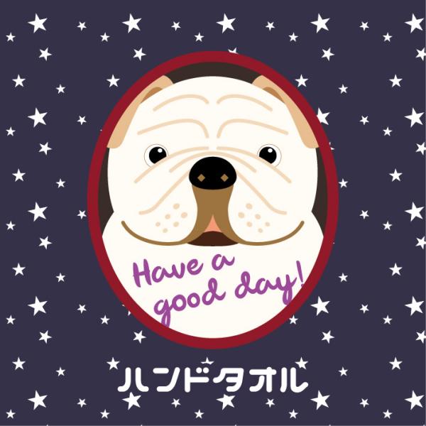 ハンドタオル ブルドッグ 犬 かわいい ハンカチ 動物 おしゃれ プレゼント ペット