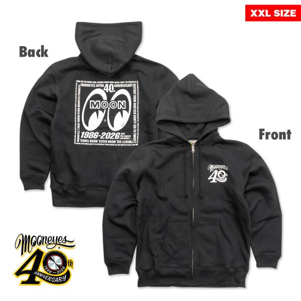 通販限定/11月上旬お届け予定 ムーンアイズ MOONEYES 40th Anniv. Square Logo ジップ フーディー