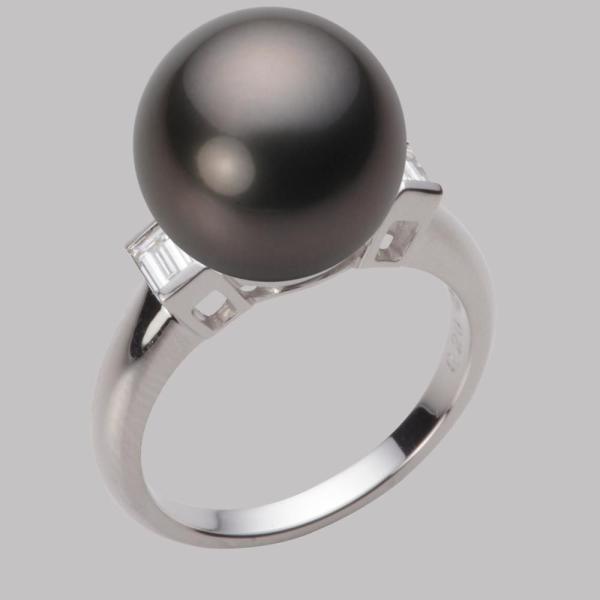 Pt900 / D0.78ct】指輪 リング 本真珠 黒真珠 パール