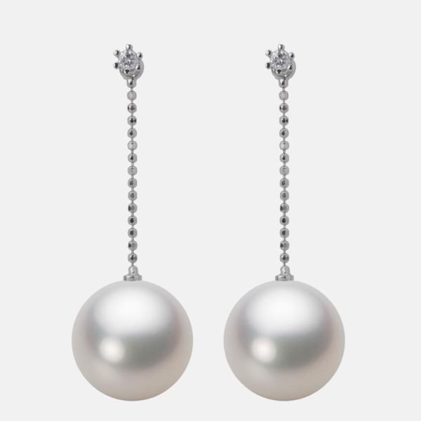 ムーンレーベル 公式] 南洋真珠 ピアス 12mm 白蝶 真珠 K18WG ホワイト