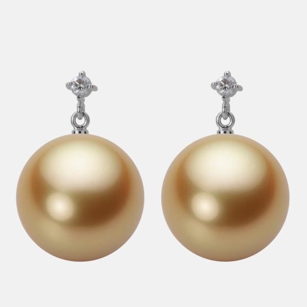 ムーンレーベル 公式] 南洋真珠 ピアス 14mm 白蝶 真珠 K18WG ホワイト