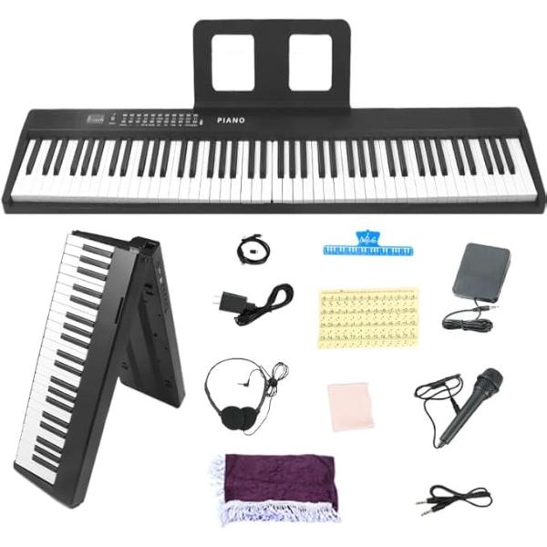 Yumcute 電子ピアノ 88鍵盤 折りたたみ 2つ折り電子キーボード Yumcute 電子ピアノ 88鍵盤 折りたたみ 2つ折り電子キーボード