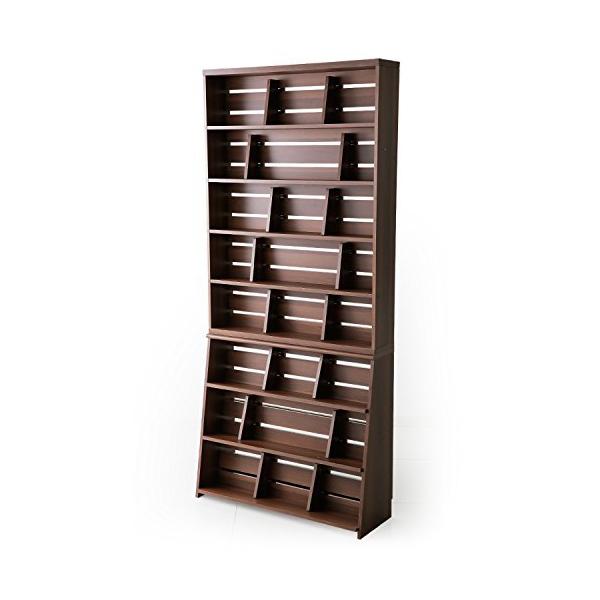 本棚 マンガ収納 ブックエンド 幅90 上下段 セット ウォルナット