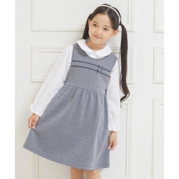 子供服 女の子 ワンピース ジャンパースカート ノースリーブ 普段着 通学着 お出かけ着 ダブルニット リボン付きギャザーaライン むーのんのん Moononnon Moononnon 通販 Yahoo ショッピング