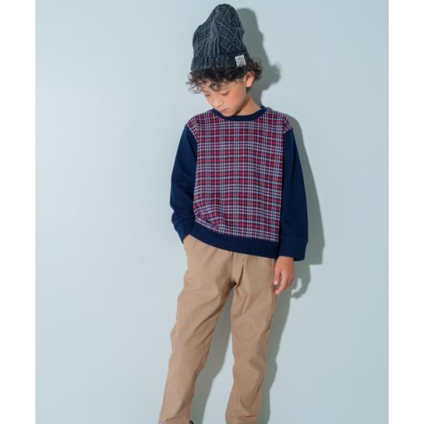 TIME SALE 58%OFF �q���� �j�̎q �g�b�v�X �H�~ ���� ���ǂ��� �x�r�[ �L�b�Y ���o���� �`�F�b�N ���u �v���I�[�o�[ �l�C�r�[ �O���[�� moononnon ���i�摜2