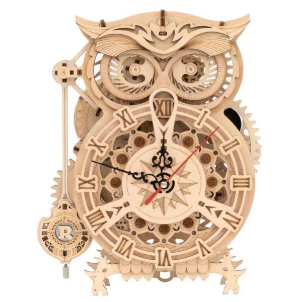 3D立体パズル ふくろう 木製 振り子時計 機械モデル 手作り 目覚まし時計 おもちゃ 置き時計 誕生日 プレゼント 贈り物 3D立体パズル 成人向け  :L0975:moorebear 通販 