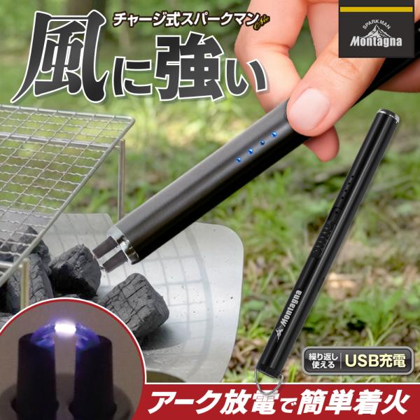 電子ライター USB 充電式 プラズマライター USBライター 長め ロング アーク 着火ライター 風に強い 送料無料 2M◇ スパークマンNEO
