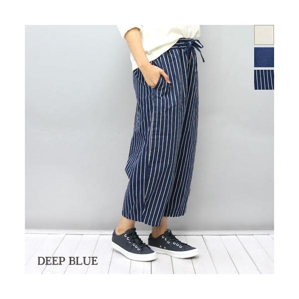 DEEP BLUE コットンリネンワイドキュロット ディープブルー 日本製 72814 イージーパンツ レディース