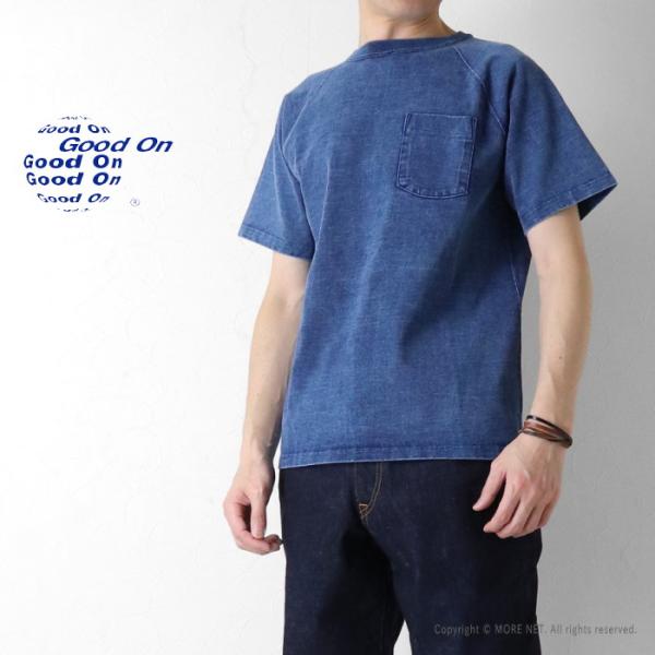 グッドオン Good On インディゴシェイブ ヘビージャージー ラグラン半袖ポケットTシャツ GOST1101IS メンズ レディース 日本製 /返品・交換不可/SALE セール