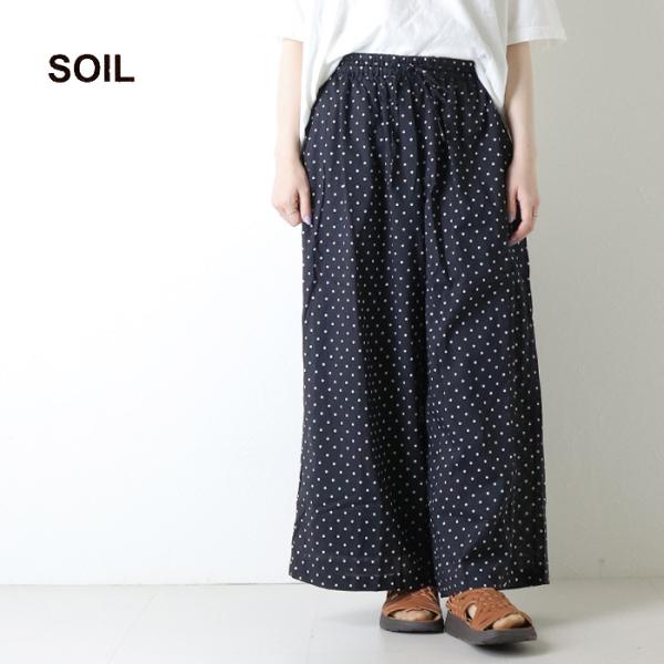 ソイル SOIL コットンボイルドットプリントワイドイージーパンツ NSL26055 コットン 裏地付き 水玉 レディース 2026春夏 裾直し対象外