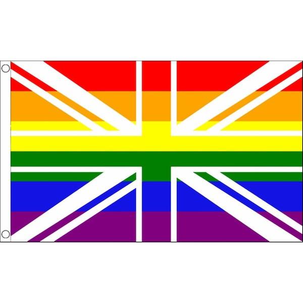 海外限定 国旗 イギリス ユニオン ジャック レインボー 虹色 LGBT 特大