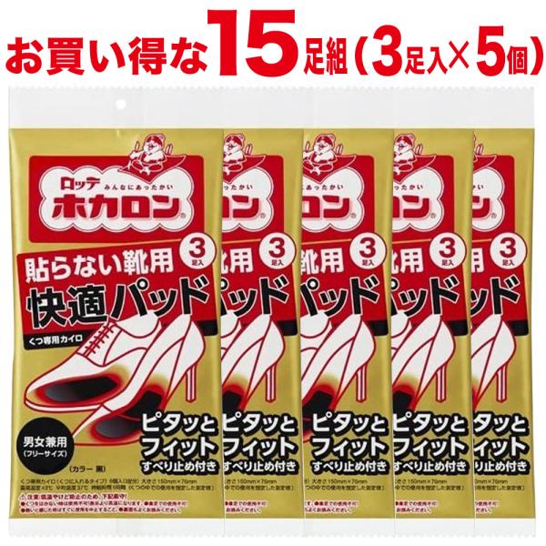 靴用カイロ【15足組】 貼らない靴用 快適パッド ホカロン ロッテ 足裏 足先 つま先 冷え対策 靴用 靴専用カイロ 防寒対策 冷え性
