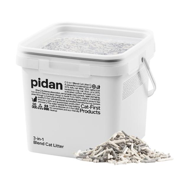 pidan　3in1ミックス猫砂　バケツタイプ　5.2kg　3種類の猫砂ミックス（おから+ベントナイト+活性炭入りおから）猫用 砂 猫砂 ネコ砂 トイレ砂 MIX ピダン
