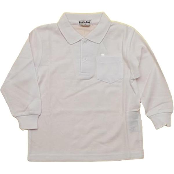 スクール ポロシャツ　長袖　白色、無地、かの子織りの定番品です。品質 ： 綿75％ ポリエステル25％ 　　中国製サイズ ：110cm配送料金は0円（メール便・簡易梱包・ラッピング等不可）にてのお届けとなります。お届け日時のご指定は不可　お...