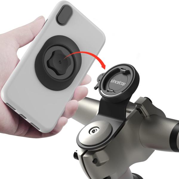 【 耐久性と安全性 】 - この自転車用携帯電話マウントベースは、厚さ3.0mmのプレミアムアルミニウム合金製で、頑丈で耐久性があります。 アダプターのロックに使用されるバックルは亜鉛合金で作られています。アルミニウム合金ベースと合金バック...