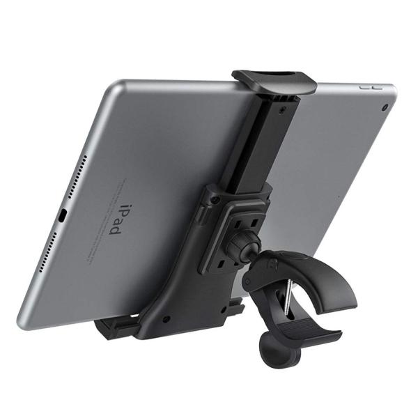 「自転車/トレッドミル用ホルダー」 ホルダーは自転車ハンドルバーやトレッドミルパイプに装着タイプで、4~11インチのスマホ・ipad・タブレットに適用！取り付けはネジつまみ式で、自転車、フィットネスバイク、 エクササイズバイク、コンフォート...