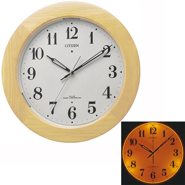 暗くなると文字板が光る シチズン 電波時計 CITIZEN 壁掛け時計 4MYA35