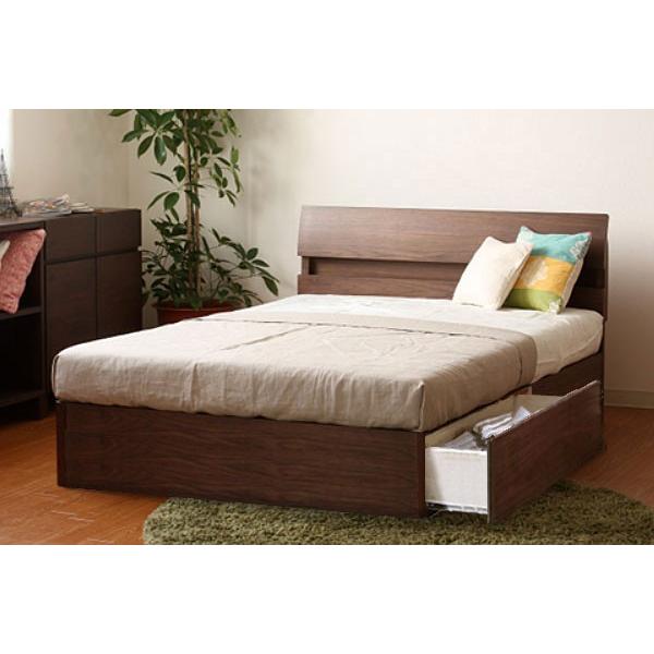 ベッドウォールナット材の便利なコンセント付き引き出し付きシンプルデザインのシングルベッド 0045 Demir B B カントリーハウス森のくに