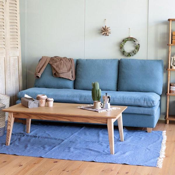 柔らかでふんわり横になりたいゆったり肘無布張り３ｐブルーソファー 0045 Suaves3p カントリーハウス森のくに 通販 Yahoo ショッピング