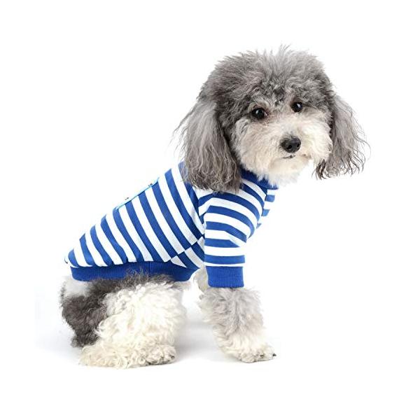 ZUNEA 犬の服 タンクトップ 夏 綿製 Tシャツ 小型犬用 おしゃれ ボーダー柄 クール ベスト 柔らかい 通気性 ドッ?