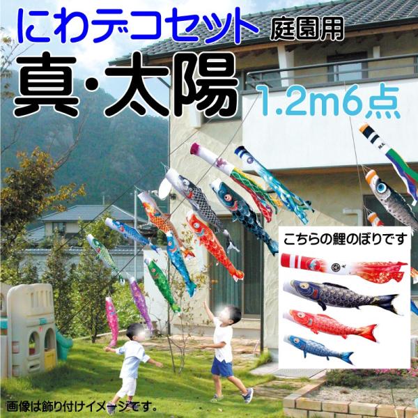 徳永鯉 こいのぼり 徳永 鯉のぼり 真・太陽1.2m 6点 鯉3匹 にわ