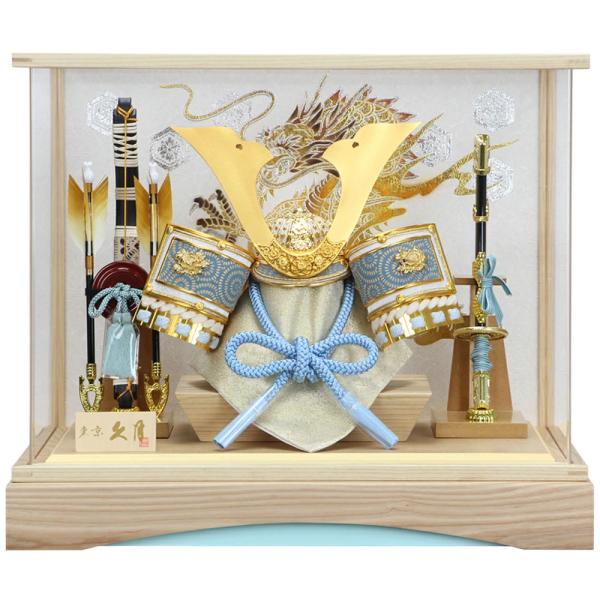 東京久月　五月人形　兜飾り　白木アクリルケース入 久月 五月人形 ケース飾り 兜飾り 白木台 アクリルケース 516124