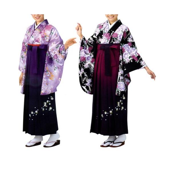 【お祭り用品】【女性用】袴 ボカシ・刺繍入 ワイン・紫 S-LL C65462・65463