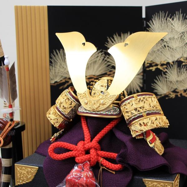 五月人形 9号 国宝 竹雀之兜 本金彩箔押松屏風平飾りセット : 人形の