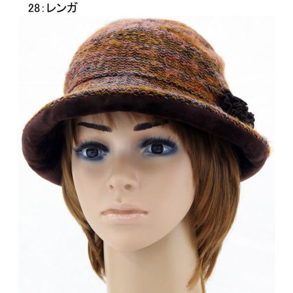 送料無料 SとMサイズ おばあちゃんのお出かけ用帽子 ソフトな仕立て。ループ混ざり糸・つばボア・サイドに立体2葉リボン付き