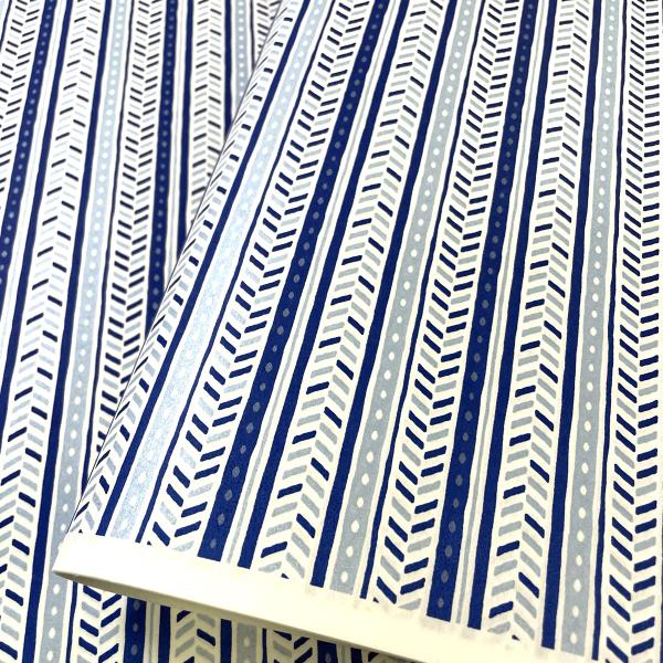 北欧風 友禅和紙 さわやかストライプ ブルー 紺 大判 約63ｘ93cm