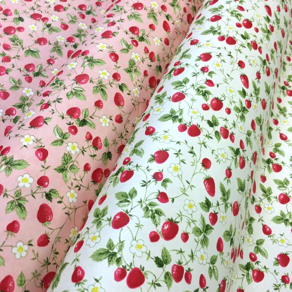 洋風柄 華やかな友禅和紙 いちご柄 ピンク アイボリー ワイルドストロベリー  大判 約63ｘ93cm