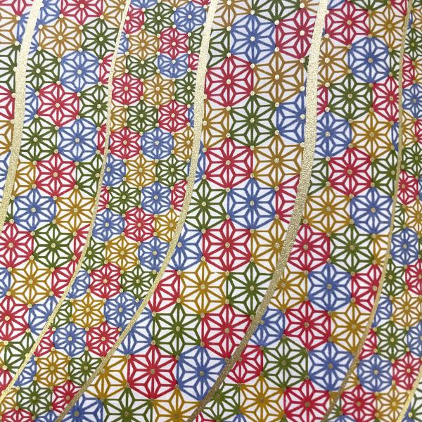 友禅和紙 金のラインが際立つ カラフル麻の葉柄 かわいい 大判 菊判 約63ｘ93cm 千代紙
