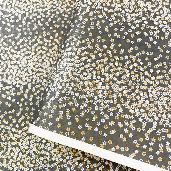 友禅和紙 グレーのぼかしに 小さな小さな桜ちらし 大判 約63ｘ93 cm 千代紙