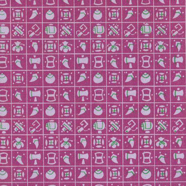 木版 手摺り和紙 京千代 宝づくし ぼたん色 73 小判 厚手 26 x 38cm