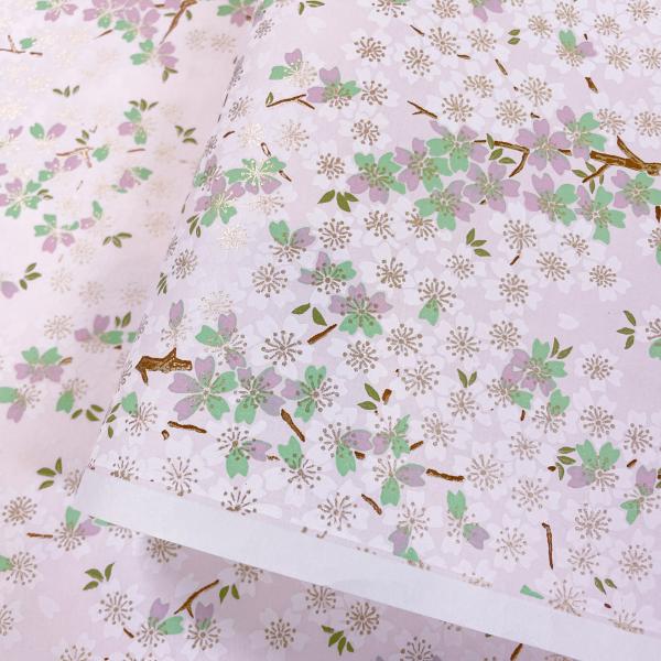 友禅和紙 華やか 淡いピンク地に 桜 大判 パステル 約63x93cm 千代紙