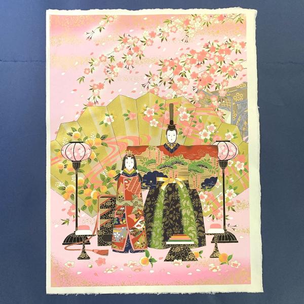 豪華 総柄和紙 特上友禅 立雛 小判 49cm x 65cm 手漉和紙