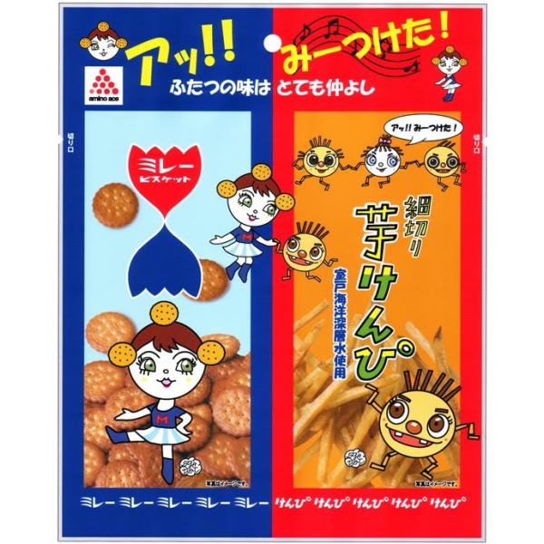 高知生まれのビスケット！【ミレーと芋ケンピのペアパック】 人気のミレーと芋ケンピのペアパック12個入りです。 内容量他： ミレー（50g）と芋けんぴ（50g）ペアパック×12個 賞味期限： 12ヶ月