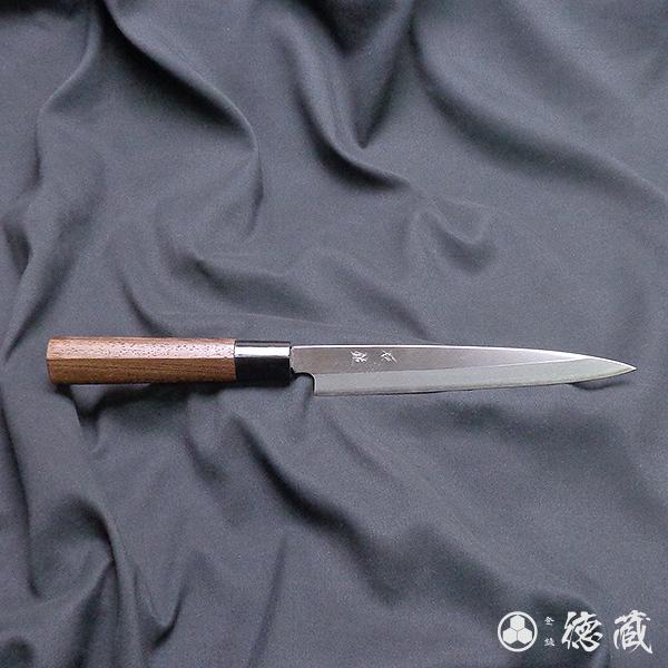 ステンレス片刃柳刃包丁 180mm 片刃 AUS8 ウエンジ 日本製 徳蔵刃物