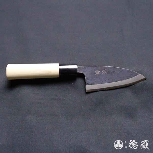 黒打ち小出刃包丁 105mm 両刃 青紙2号 朴 日本製 徳蔵刃物 TOKUZO