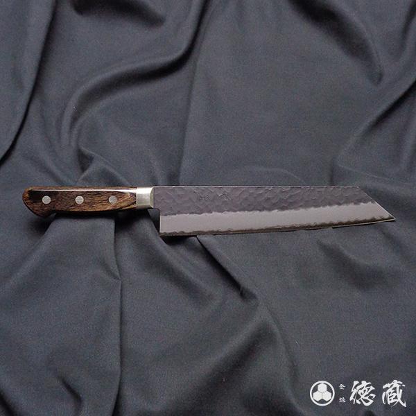 切付ハイブリッド割込包丁 210mm 両刃 青紙スーパー 積層材 焦茶色