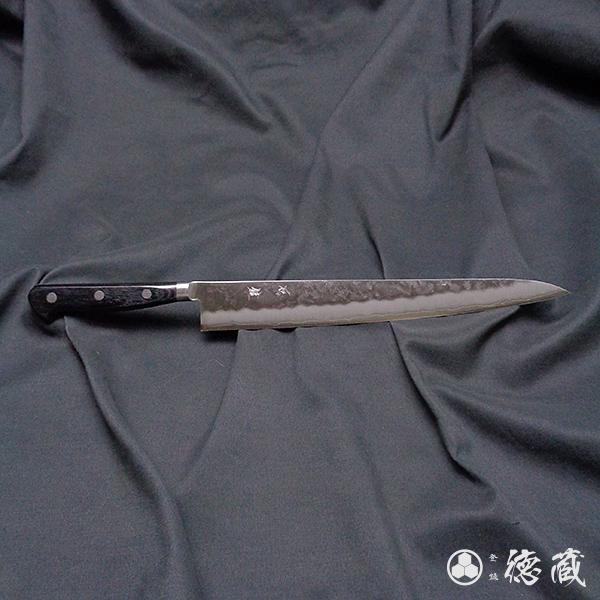 筋引ステンレス包丁 270mm 両刃 銀紙3号 積層材 黒色 日本製 徳蔵刃物