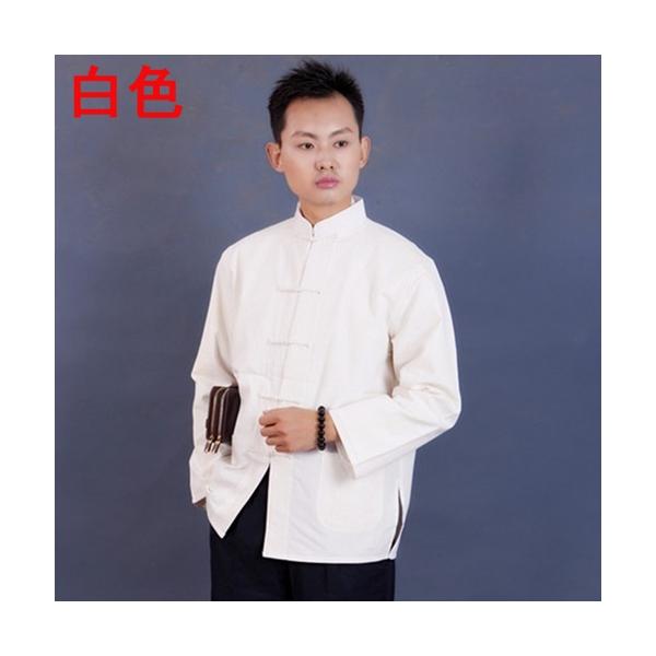 功夫（カンフー）長袖シャツ素材：綿１００％色：8色黒色、紺色、白色、茶色、生成り（乳黄）色、カーキ（軍緑）色、ワイン（栗）色、灰色サイズ：6サイズ