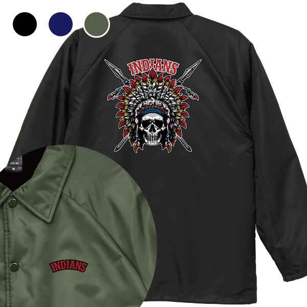 INDIANS コーチジャケット ボア付き インディアン スカル バイカー