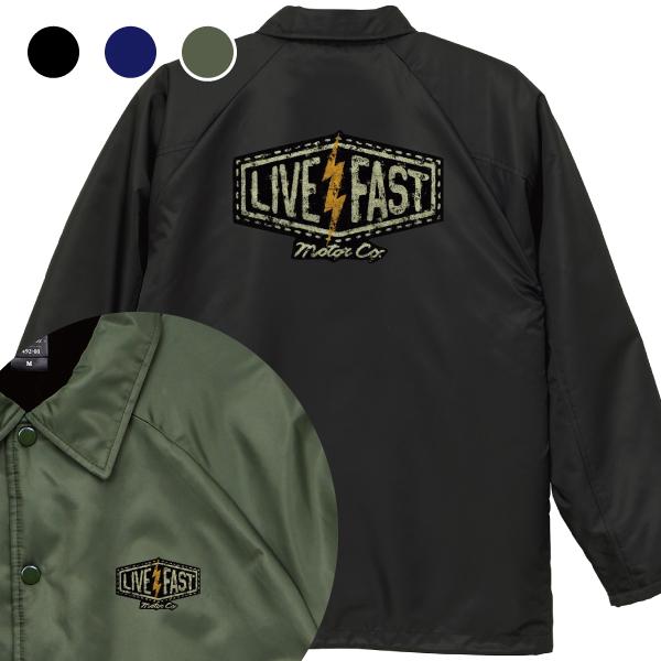 LIVE FAST コーチジャケット ボア付き バイカー バイク アメ車
