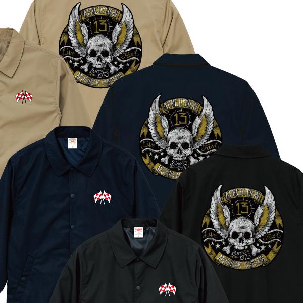 ビンテージフライングスカル コーチジャケット ドクロ バイカー バイク