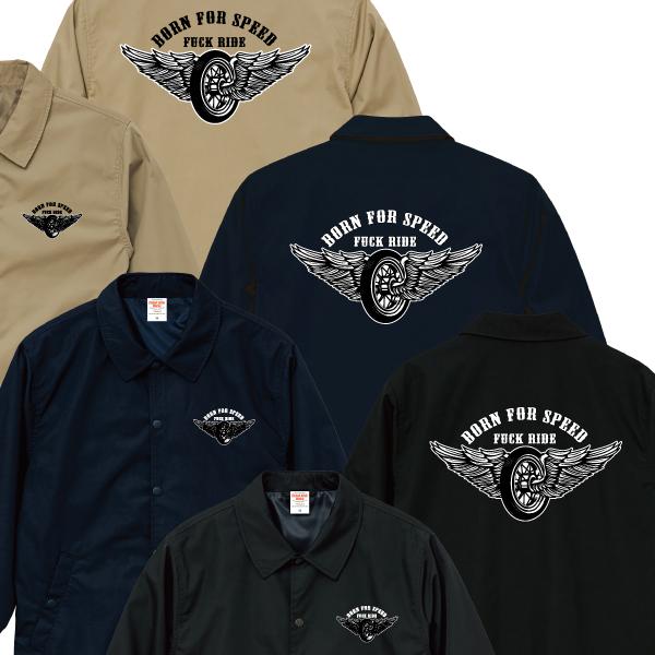 BORN FOR SPEED FUCK RIDE Flying Wheel コーチジャケット バイカー