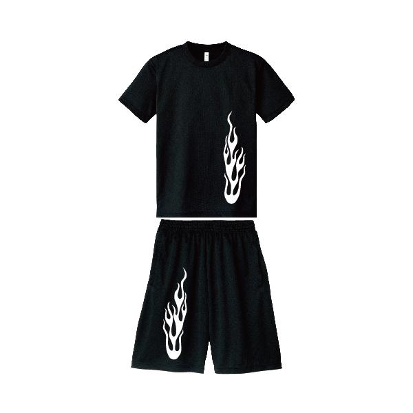 ドライ速乾 セットアップ フレイムス ファイヤーパターン Tシャツ
