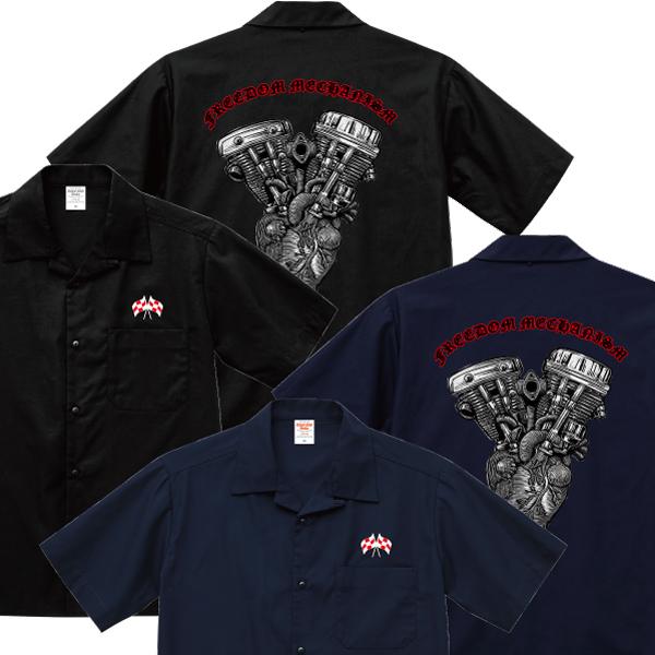 FREEDOM MECHANISM オープンカラーシャツ 半袖 パンヘッド ショベル